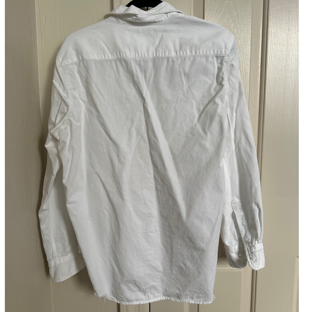 Frank & Eileen Eileen White Raw Hem Italian Cotton Oversized Button Up M - Picture 3 of 6